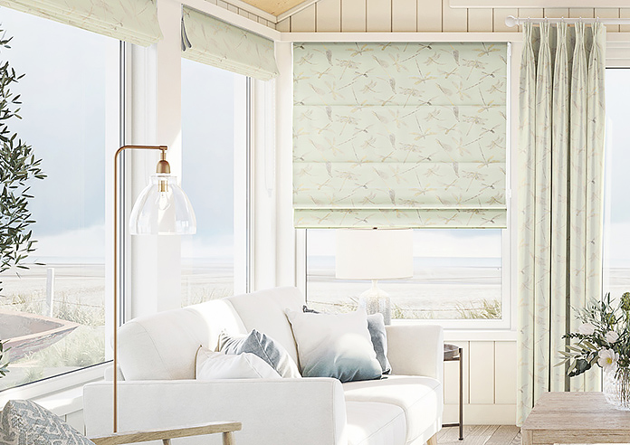 Dragonflies, Soft Green - Roman Blind - Image 3